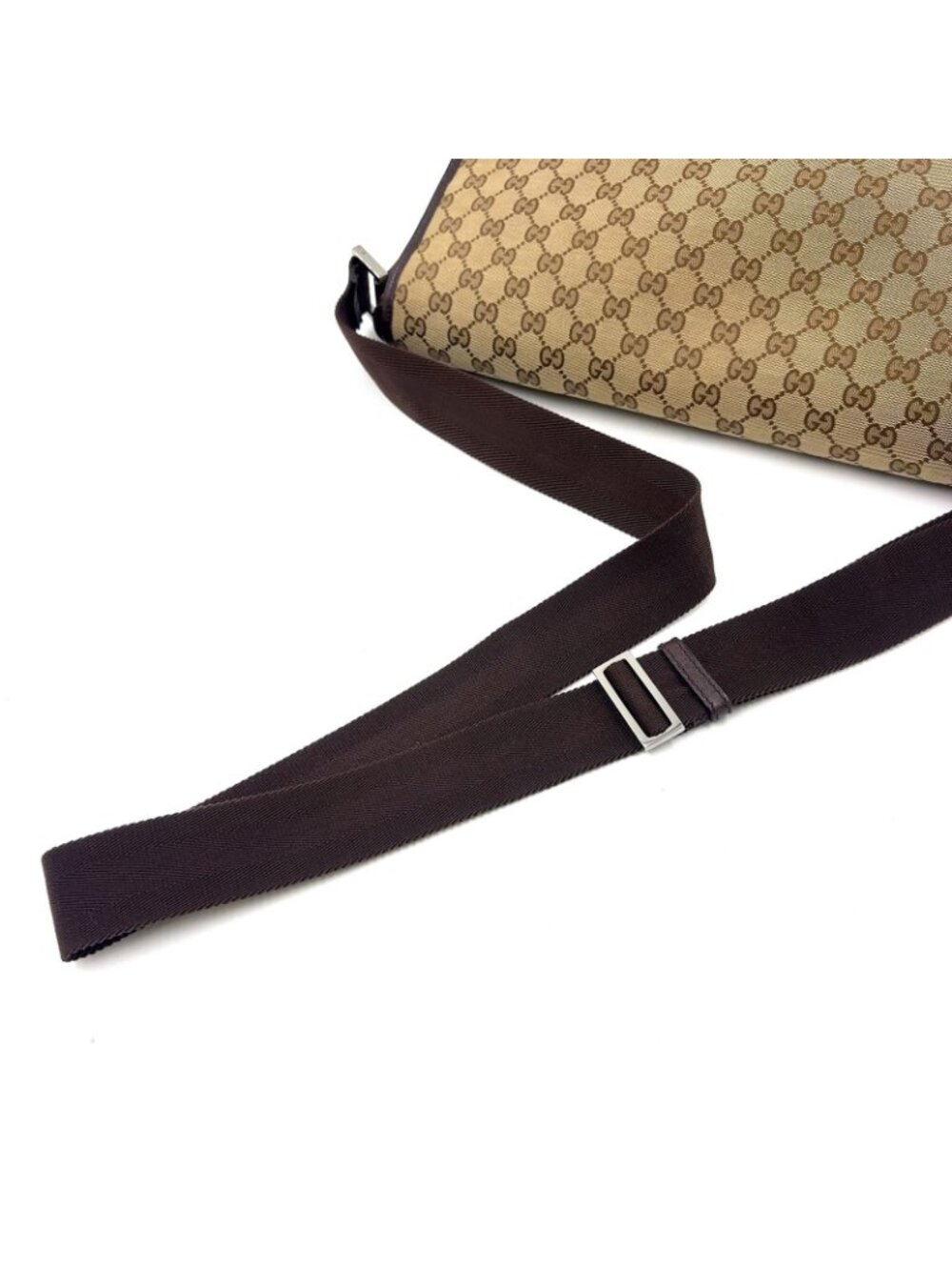 Gucci GG Canvas Brown Beige Shoulder Bag Silver - Picture 5 of 13